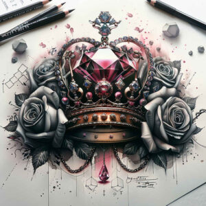 Korony i diamenty - Free tattoo design ideas ai genereted - inkby.ai