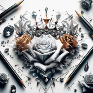 Korony i diamenty - Free tattoo design ideas ai genereted - inkby.ai