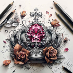 Korony i diamenty - Free tattoo design ideas ai genereted - inkby.ai