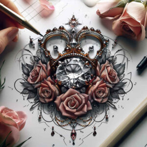 Korony i diamenty - Free tattoo design ideas ai genereted - inkby.ai