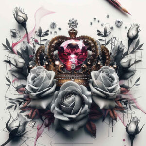 Korony i diamenty - Free tattoo design ideas ai genereted - inkby.ai