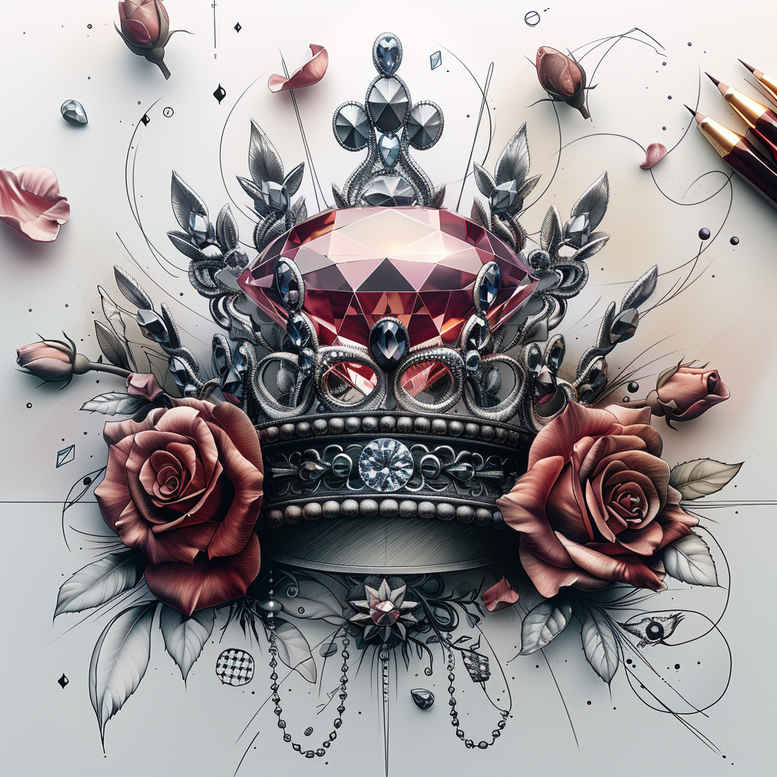 Korony i diamenty - Free tattoo design ideas ai genereted - inkby.ai