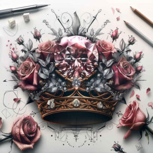 Korony i diamenty - Free tattoo design ideas ai genereted - inkby.ai
