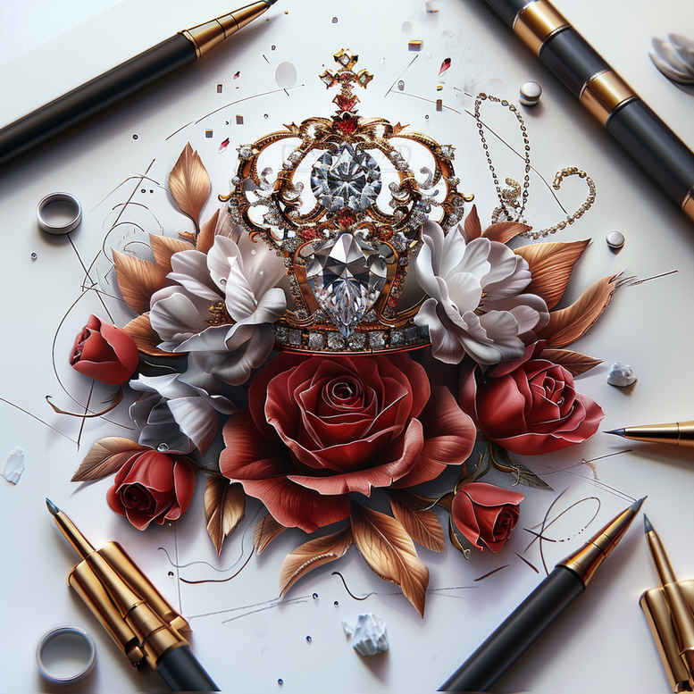 Korony i diamenty - Free tattoo design ideas ai genereted - inkby.ai