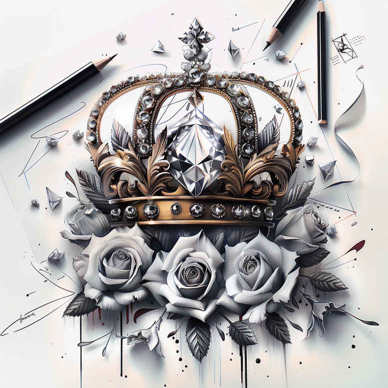Korony i diamenty - Free tattoo design ideas ai genereted - inkby.ai