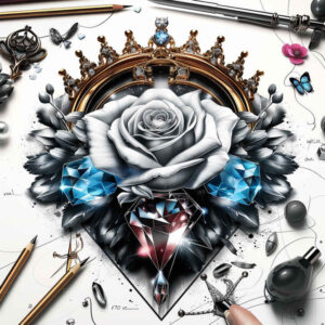 Korony i diamenty - Free tattoo design ideas ai genereted - inkby.ai