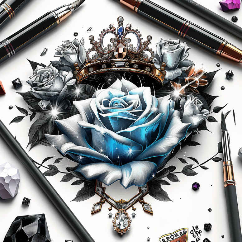 Korony i diamenty - Free tattoo design ideas ai genereted - inkby.ai