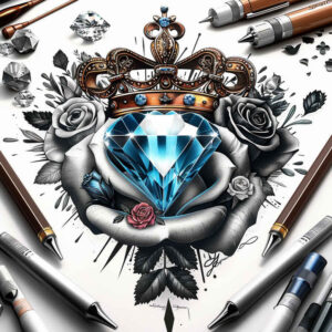 Korony i diamenty - Free tattoo design ideas ai genereted - inkby.ai