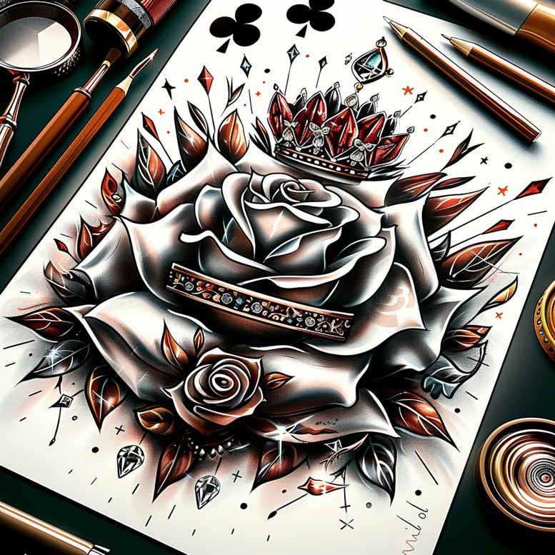 Korony i diamenty - Free tattoo design ideas ai genereted - inkby.ai