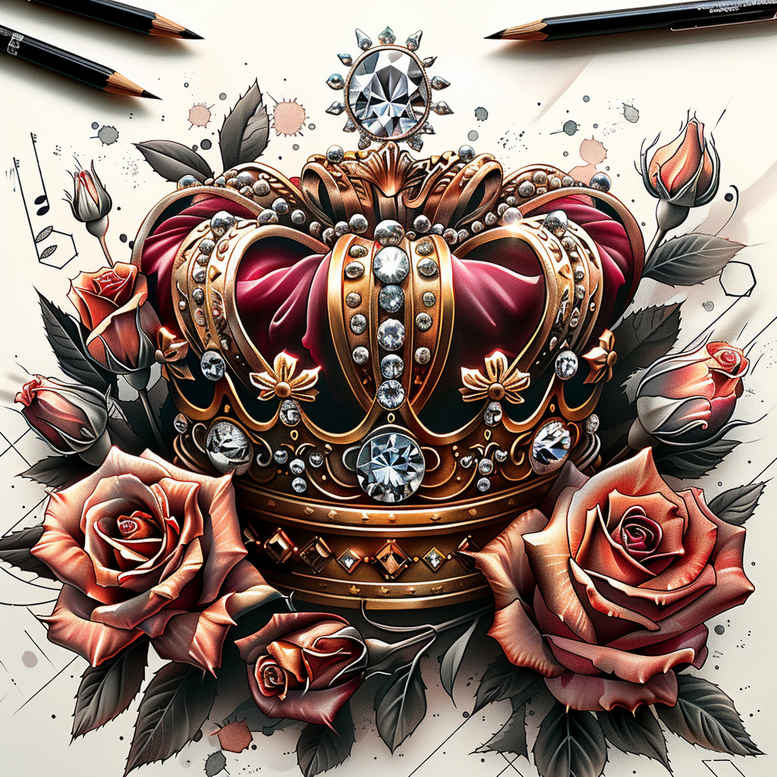 Korony i diamenty - Free tattoo design ideas ai genereted - inkby.ai