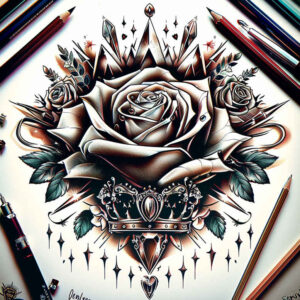 Korony i diamenty - Free tattoo design ideas ai genereted - inkby.ai