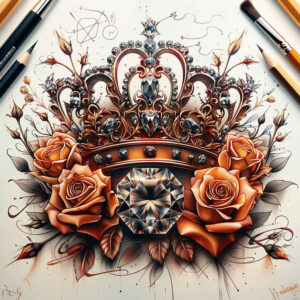 Korony i diamenty - Free tattoo design ideas ai genereted - inkby.ai