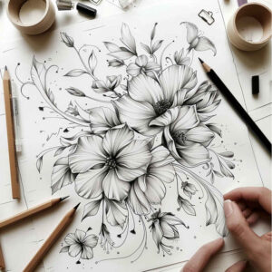 Delikatne kwiaty - Free tattoo design ideas ai genereted - inkby.ai