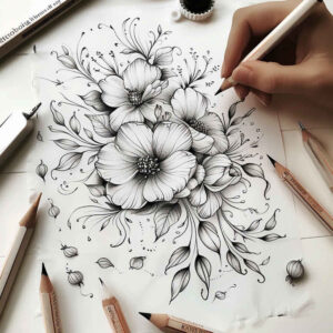 Delikatne kwiaty - Free tattoo design ideas ai genereted - inkby.ai