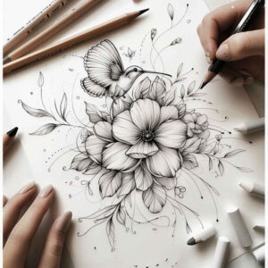 Delikatne kwiaty - Free tattoo design ideas ai genereted - inkby.ai
