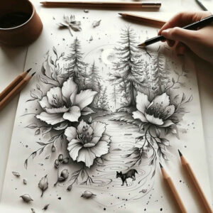 Delikatne kwiaty - Free tattoo design ideas ai genereted - inkby.ai