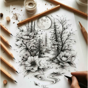 Delikatne kwiaty - Free tattoo design ideas ai genereted - inkby.ai