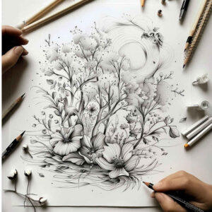 Delikatne kwiaty - Free tattoo design ideas ai genereted - inkby.ai