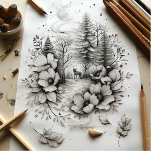 Delikatne kwiaty - Free tattoo design ideas ai genereted - inkby.ai