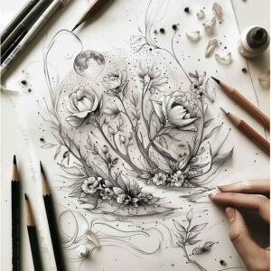 Delikatne kwiaty - Free tattoo design ideas ai genereted - inkby.ai