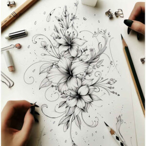Delikatne kwiaty - Free tattoo design ideas ai genereted - inkby.ai