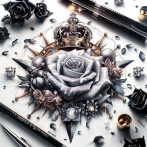 Korony i diamenty - Free tattoo design ideas ai genereted - inkby.ai