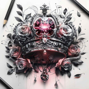 Korony i diamenty - Free tattoo design ideas ai genereted - inkby.ai