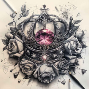 Korony i diamenty - Free tattoo design ideas ai genereted - inkby.ai