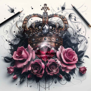 Korony i diamenty - Free tattoo design ideas ai genereted - inkby.ai