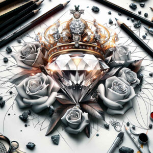Korony i diamenty - Free tattoo design ideas ai genereted - inkby.ai