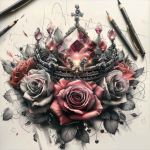 Korony i diamenty - Free tattoo design ideas ai genereted - inkby.ai