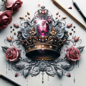 Korony i diamenty - Free tattoo design ideas ai genereted - inkby.ai
