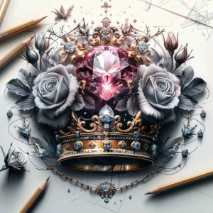 Korony i diamenty - Free tattoo design ideas ai genereted - inkby.ai