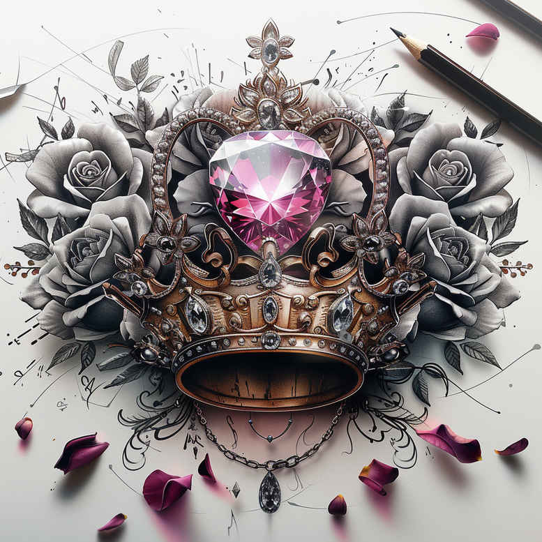 Korony i diamenty - Free tattoo design ideas ai genereted - inkby.ai