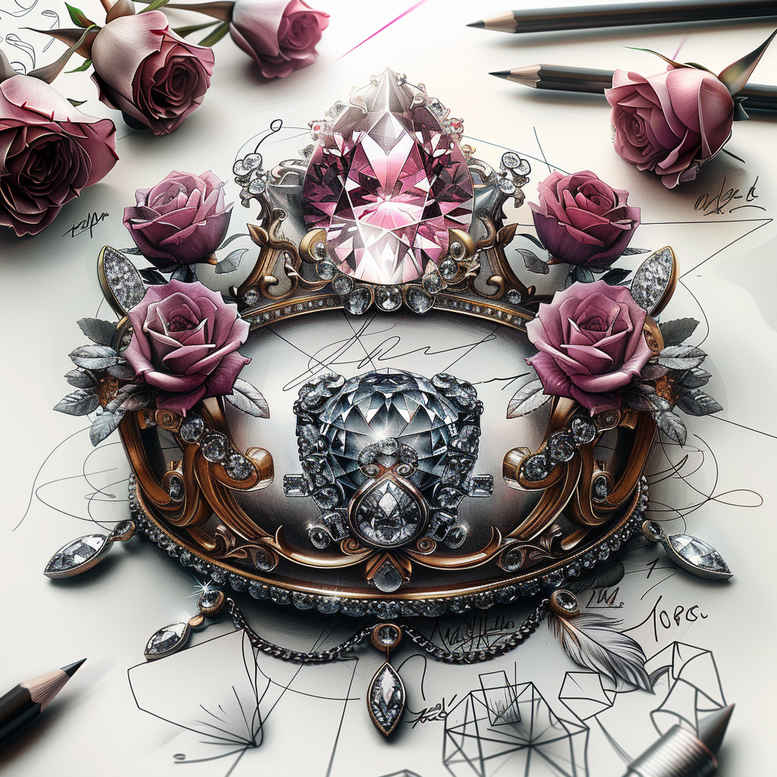 Korony i diamenty - Free tattoo design ideas ai genereted - inkby.ai
