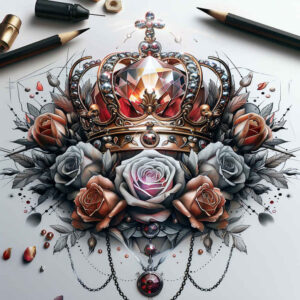 Korony i diamenty - Free tattoo design ideas ai genereted - inkby.ai