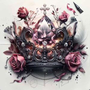 Korony i diamenty - Free tattoo design ideas ai genereted - inkby.ai