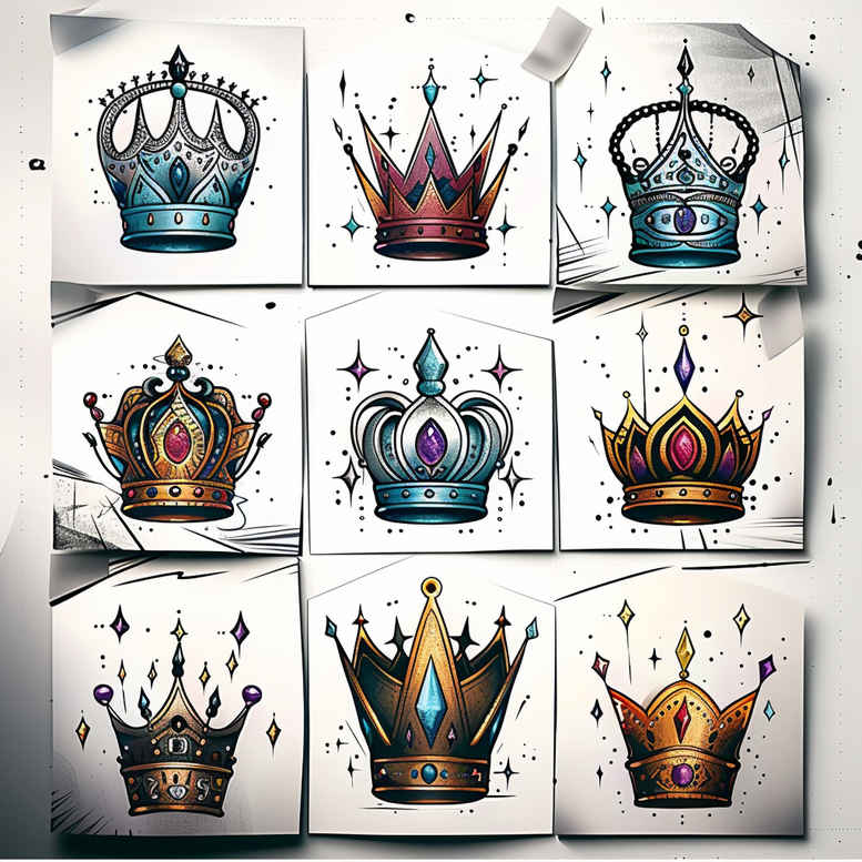 Korony i diamenty - Free tattoo design ideas ai genereted - inkby.ai