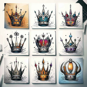 Korony i diamenty - Free tattoo design ideas ai genereted - inkby.ai