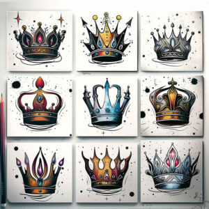 Korony i diamenty - Free tattoo design ideas ai genereted - inkby.ai