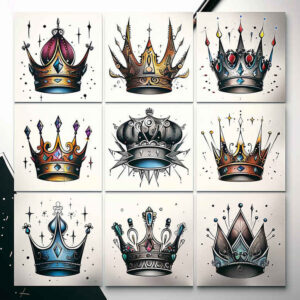 Korony i diamenty - Free tattoo design ideas ai genereted - inkby.ai