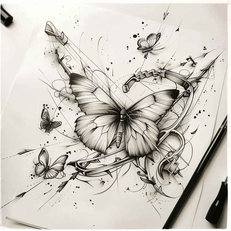 Motyle ćmy ważki - Free tattoo design ideas ai genereted - inkby.ai