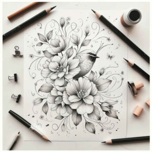 Delikatne kwiaty - Free tattoo design ideas ai genereted - inkby.ai