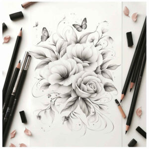 Delikatne kwiaty - Free tattoo design ideas ai genereted - inkby.ai