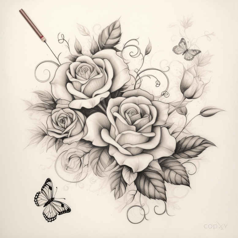 Delikatne kwiaty - Free tattoo design ideas ai genereted - inkby.ai