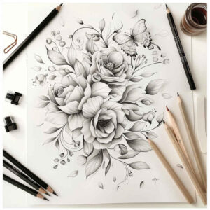 Delikatne kwiaty - Free tattoo design ideas ai genereted - inkby.ai