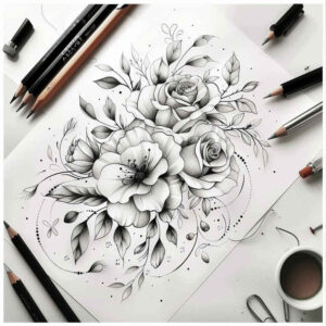Delikatne kwiaty - Free tattoo design ideas ai genereted - inkby.ai