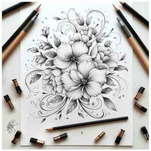 Delikatne kwiaty - Free tattoo design ideas ai genereted - inkby.ai