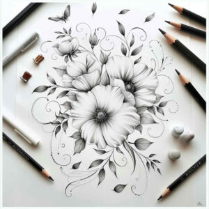 Delikatne kwiaty - Free tattoo design ideas ai genereted - inkby.ai