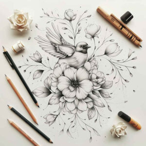 Delikatne kwiaty - Free tattoo design ideas ai genereted - inkby.ai